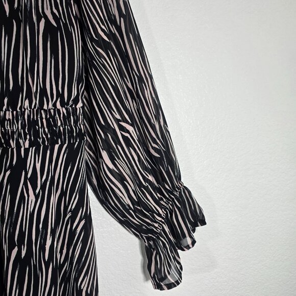 Lane Bryant Zebra Print Dress Women Plus Size 22-24 Black Long Sleeve Boho - Picture 12 of 15